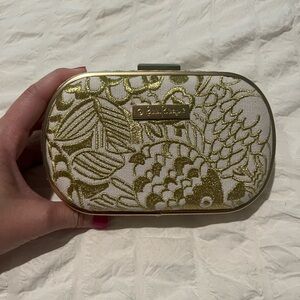 Lilly Pulitzer for Target White and Gold Embroidered Clutch